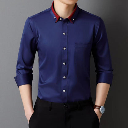 【S-4XL】Nueva camisa de negocios transpirable de moda casual para hombres  3901124