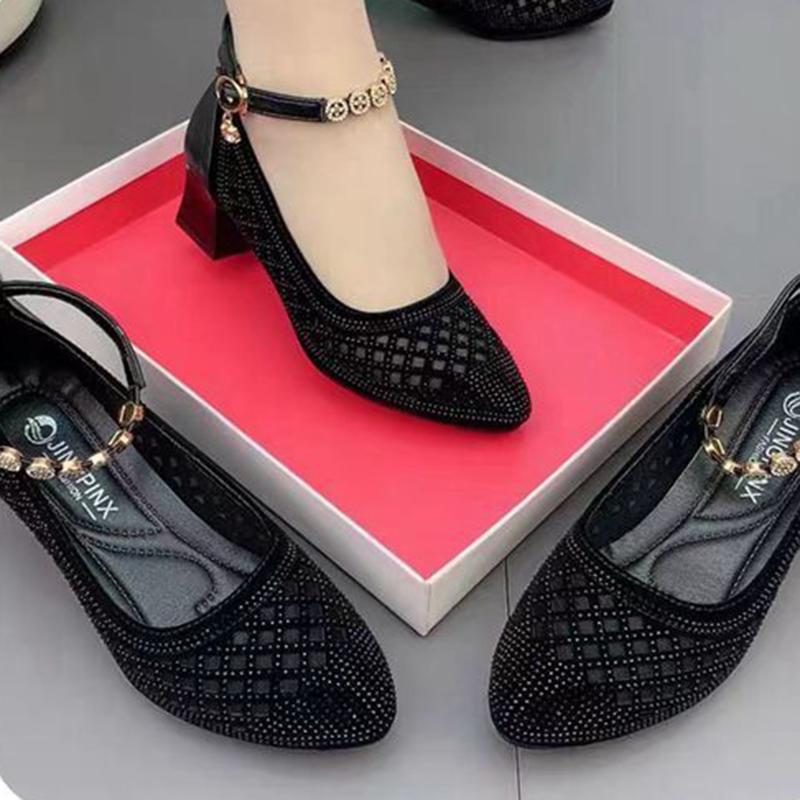 ✨✨【35-40】Sandalias de suela blanda transpirables con diamantes de imitación para mujer_3911609