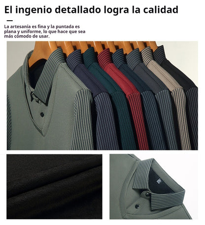 👔Suéter de dos piezas de chenilla sintética para hombre con terciopelo y engrosamiento para mantener el calor_3907901